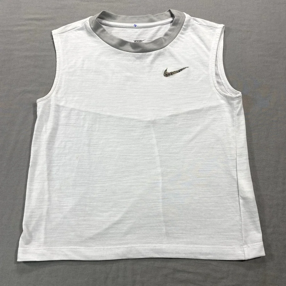 Nike Yoga Girls Tank Top Shirt Youth Medium White‎ Dri-Fit Lightweight Girls